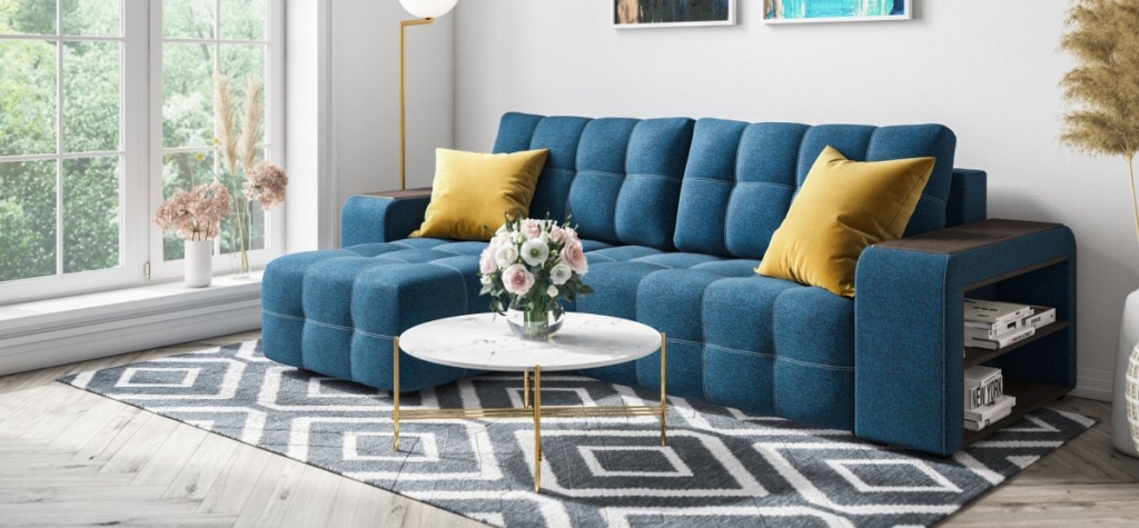 Синий диван в интерьере купить в — АльфаМебели - магазин диванов воВладивостоке, мебель в Находе, диваны в Уссурийске