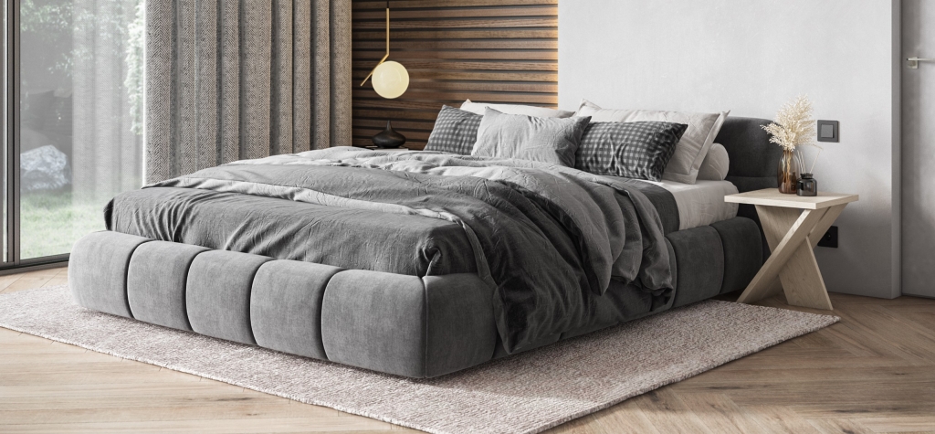 Кровать BOSS DREAM велюр Monolit серый 160x200